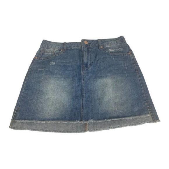 1822 Denim Womens Distressed Blue Jean Skirt Size 10 - Picture 1 of 12